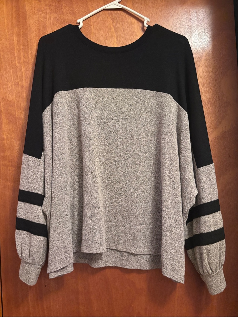 Maurices Black and Gray Colorblock Pullover Top